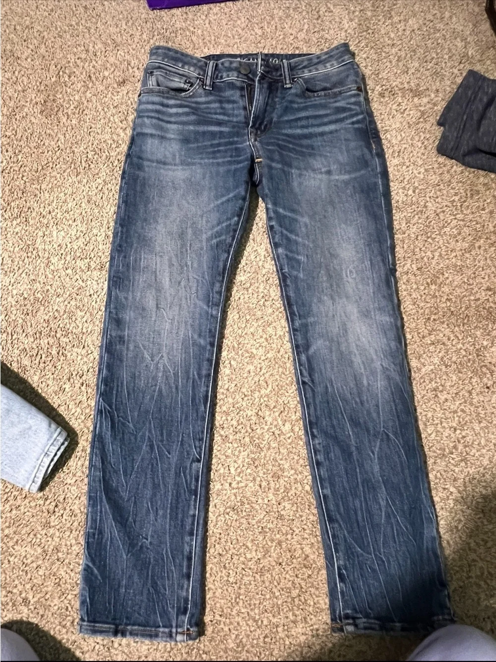 American Eagle Outfitters Men's Distressed Blue Straight Jeans
